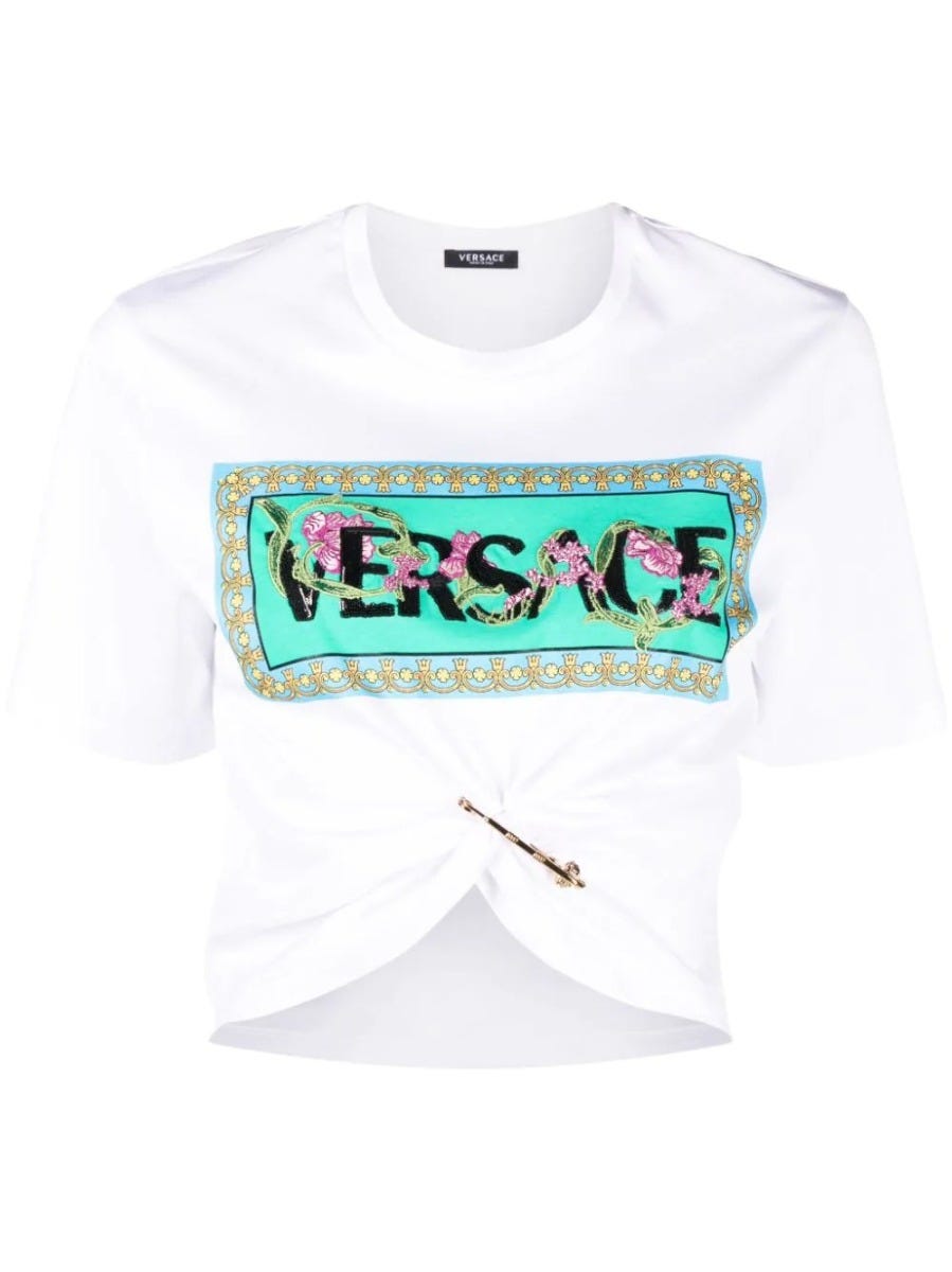 Safety Pin white cropped T-shirt