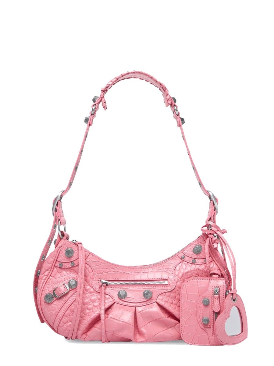Balenciaga Pink Le Cagole Small Shoulder Bag With Crocodile Processing ...