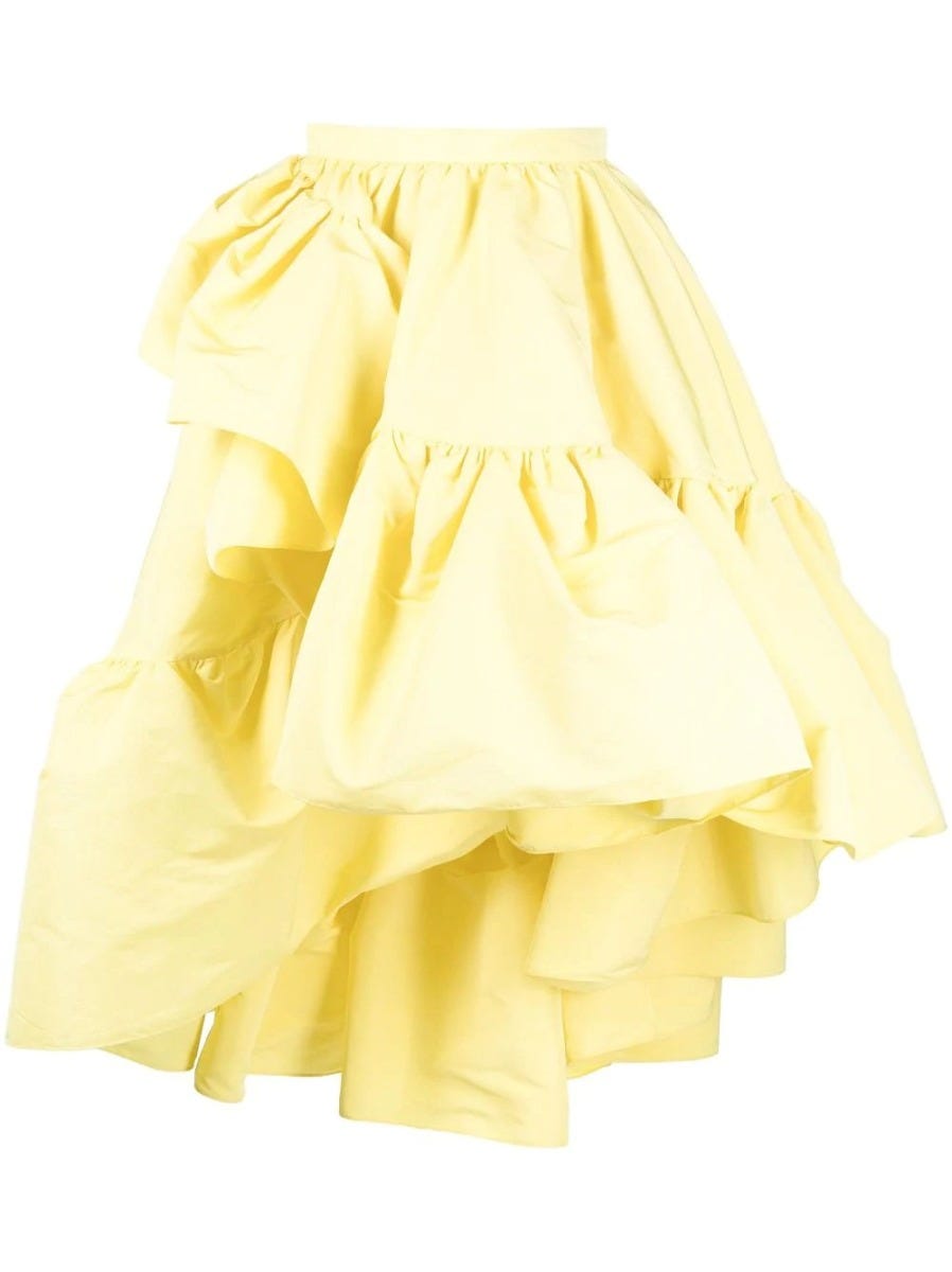 Yellow asymmetric ruffled Skirt