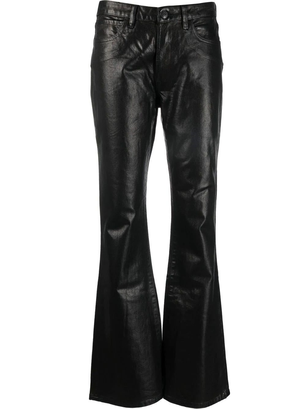 3X1 SATIN-FINISH BLACK FLARED JEANS WITH LOW WAIST