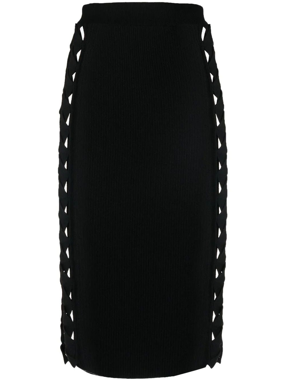 Black ribbed-knit pencil-skirt