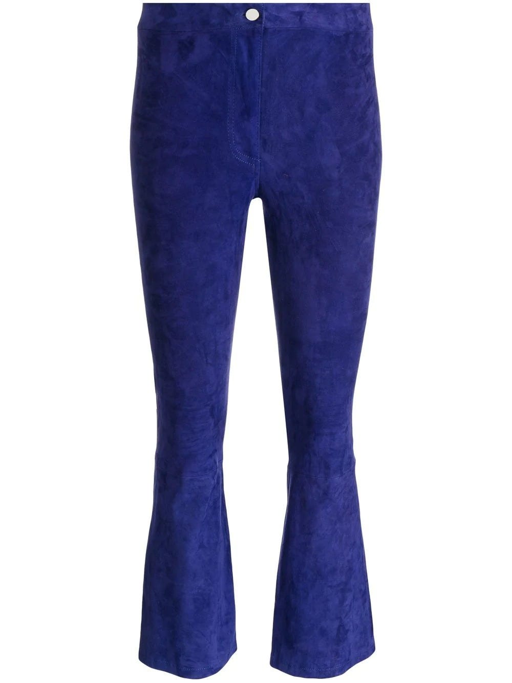 ARMA BLUE HIGH-WAISTED CROP PANTS IN SUEDE