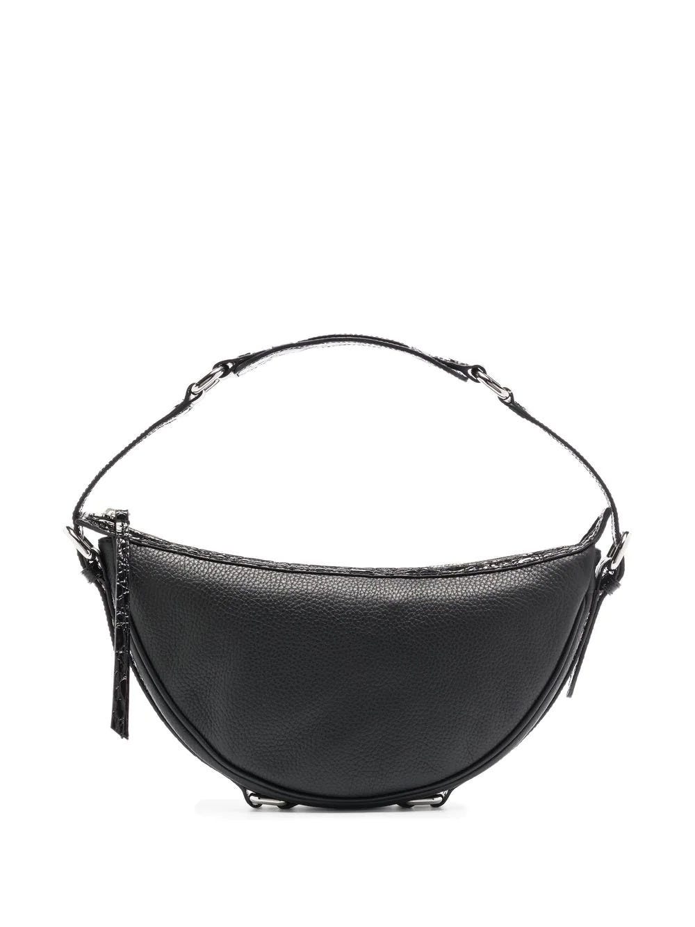 BY FAR BLACK SHOULDER BAG WITH GRAINED LEATHER