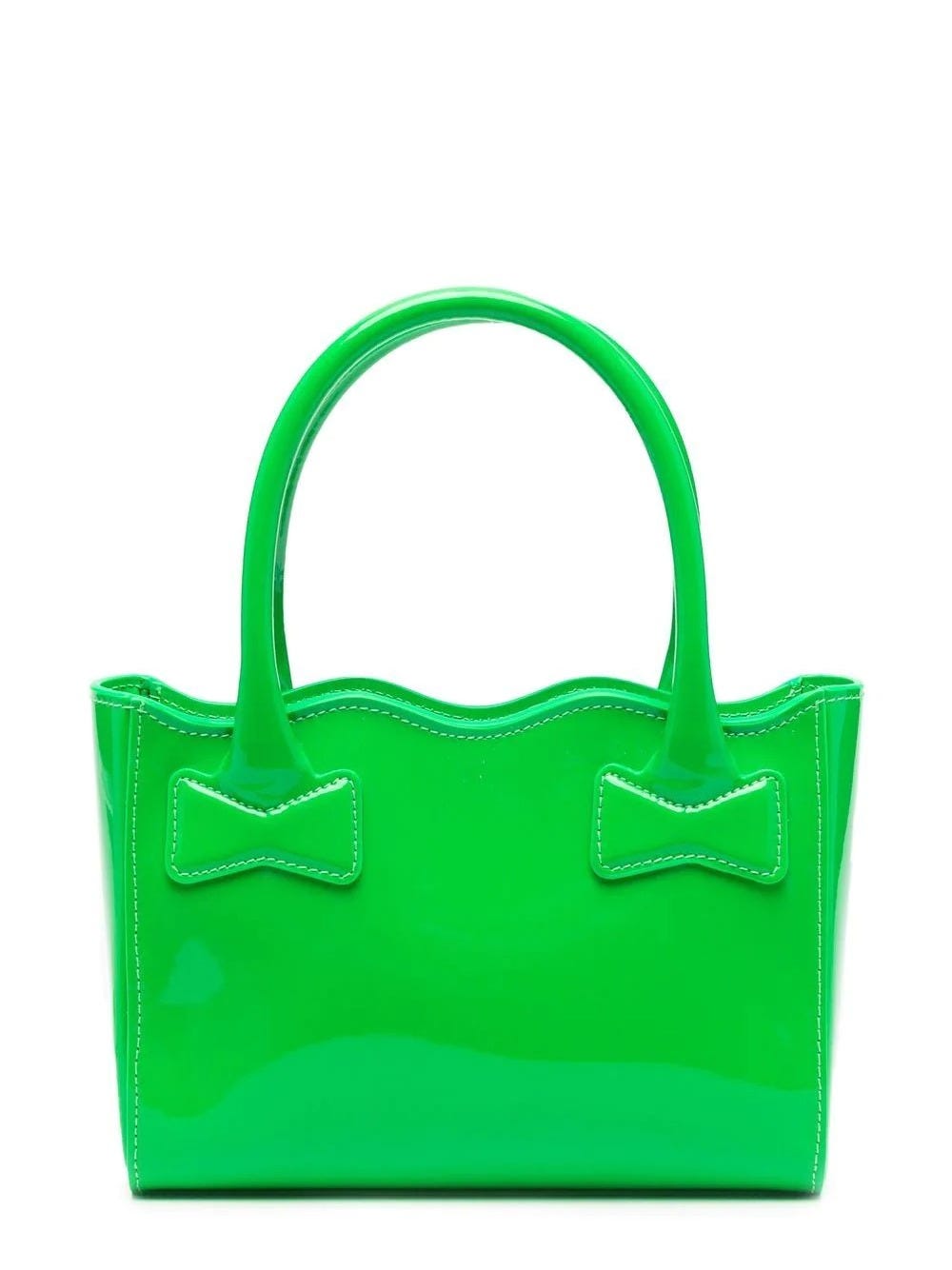 MACH & MACH FLUO GREEN TOTE BAG WITH SCALLOPED EDGE AND BOWS ON HANDLE