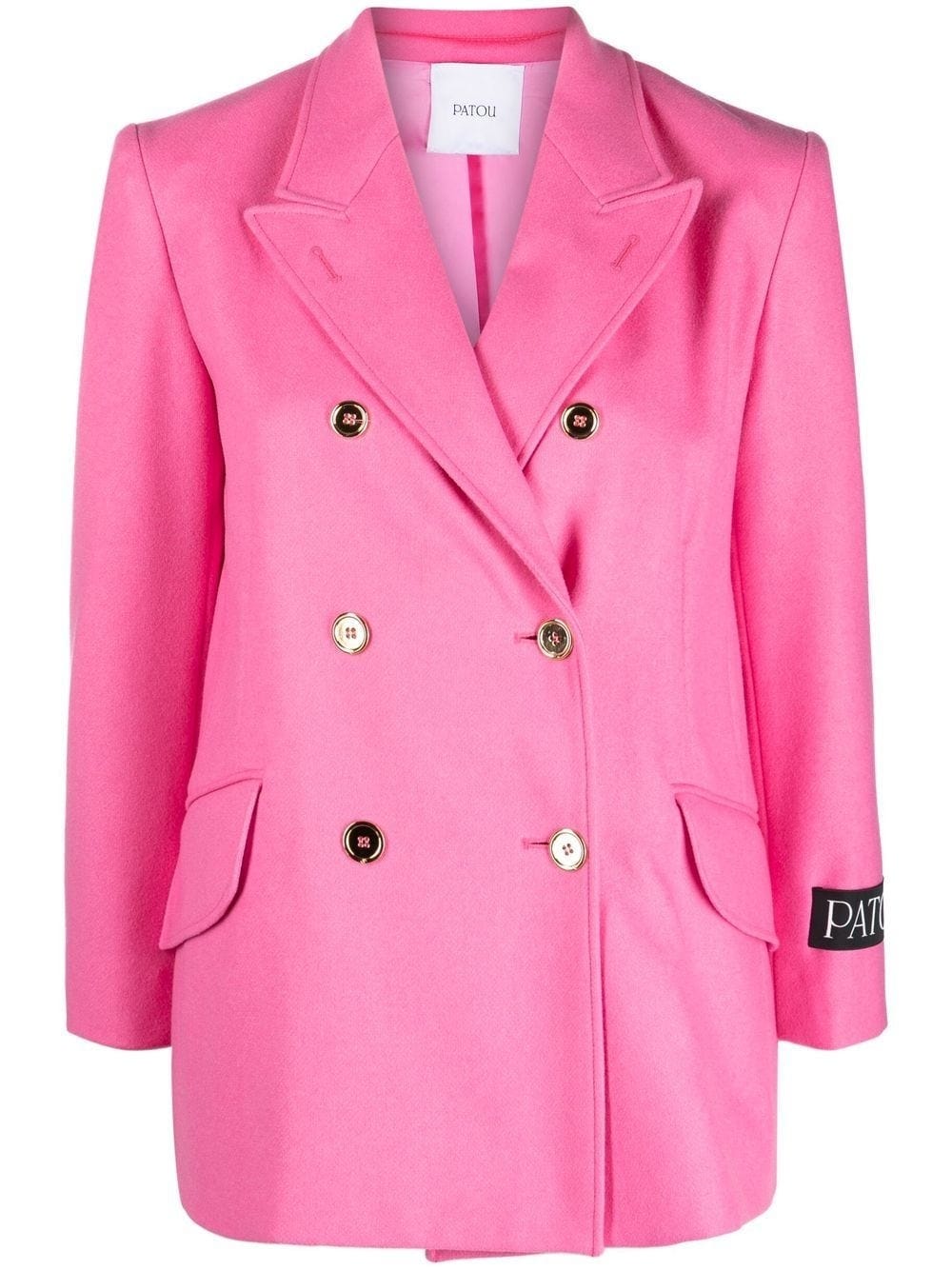 PATOU ICONIC DOUBLE-BREASTED PINK JACKET WITH GOLD BUTTONS