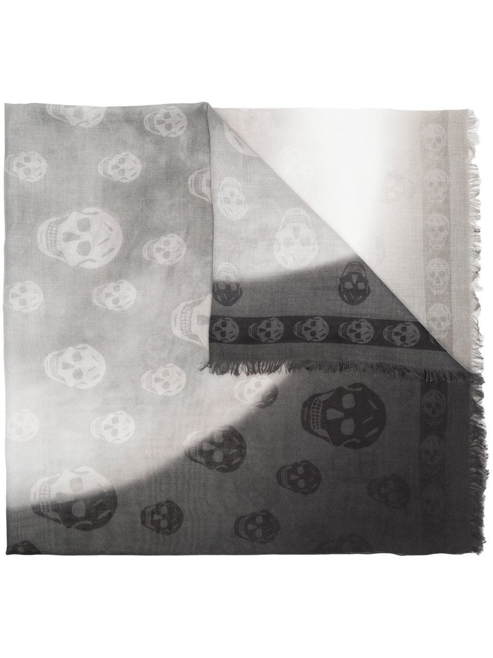 ALEXANDER MCQUEEN GREY SHADED SCARF WITH PRINT
