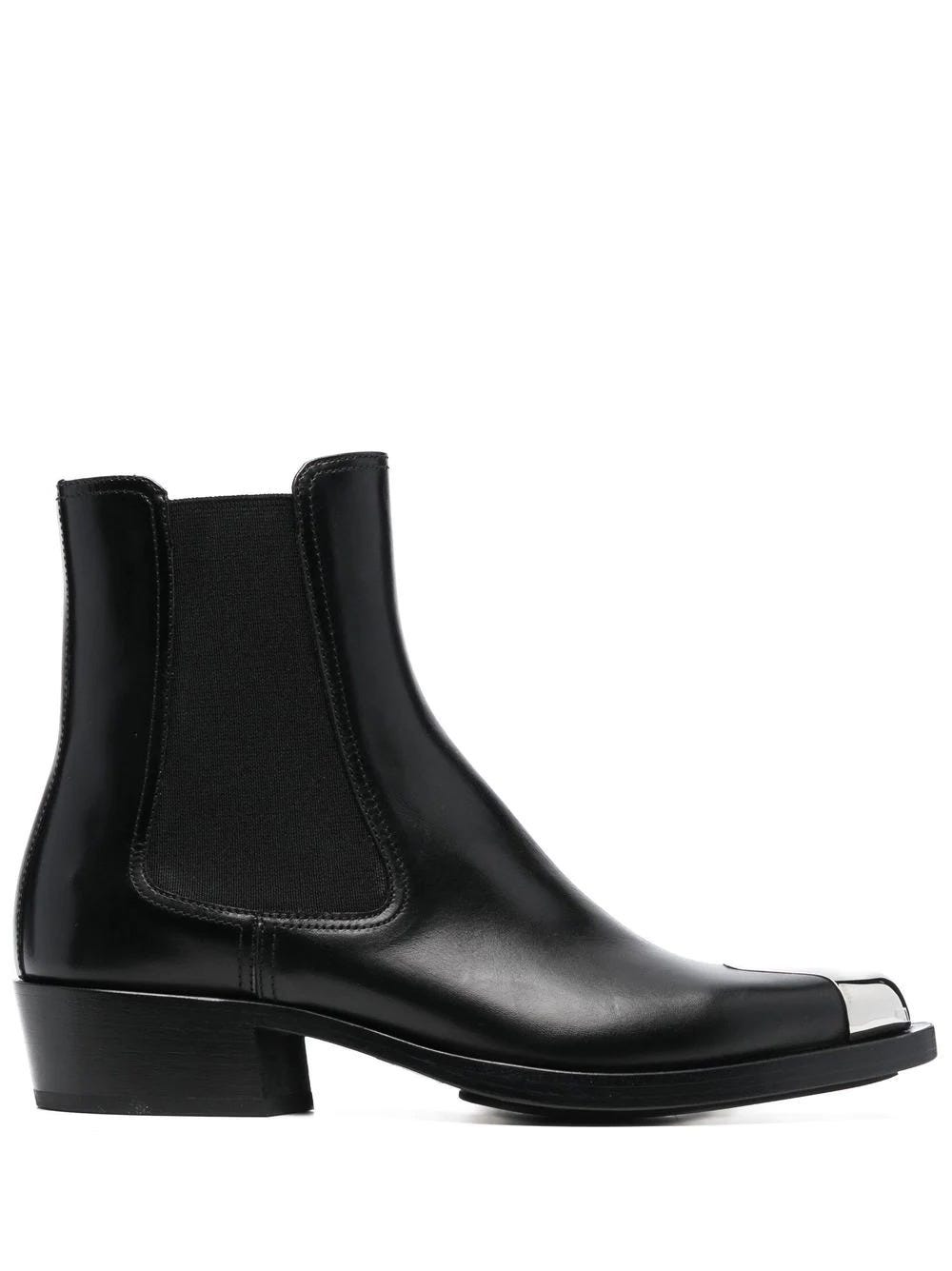 ALEXANDER MCQUEEN BLACK ANKLE BOOT WITH METAL TOE