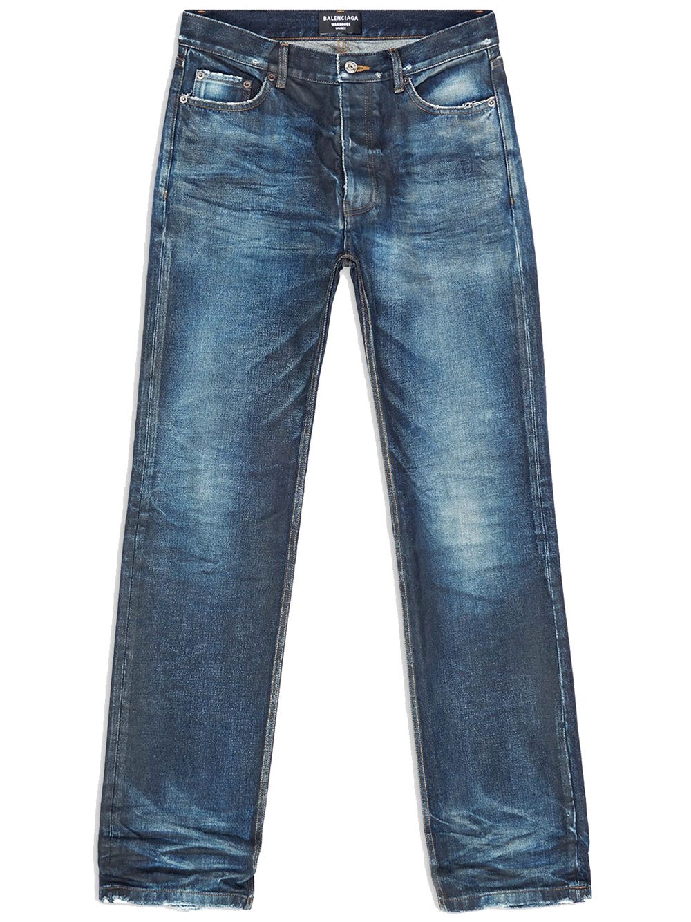 Balenciaga Normal Fit Trousers In Blue Organic Twill