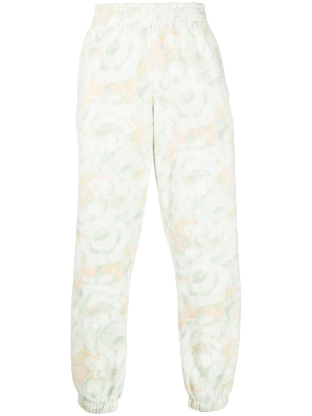 MARTINE ROSE WHITE TEXTURED FLORAL-PRINT TRACK PANTS