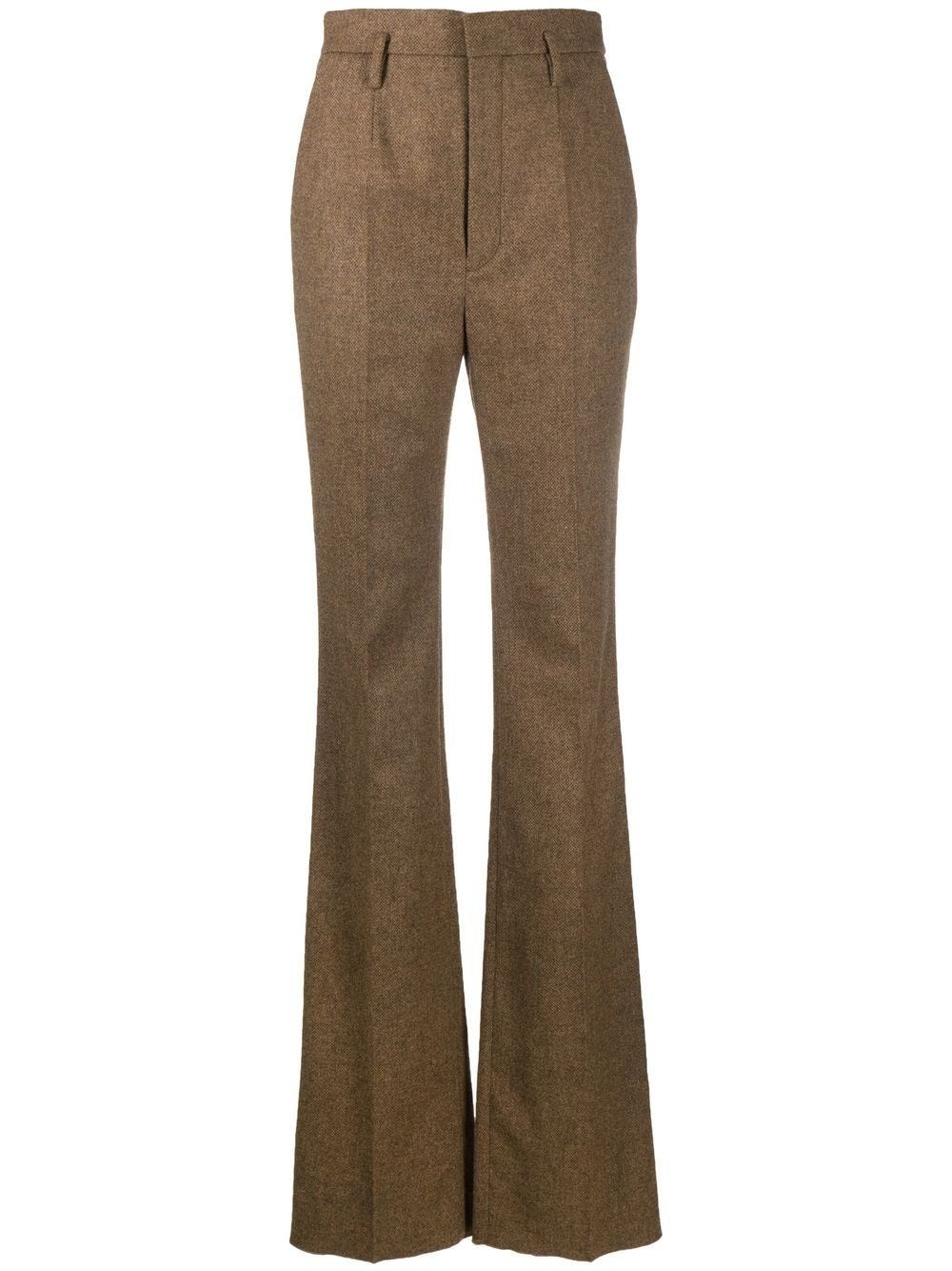 SAINT LAURENT BROWN TAILORED HIGH-WAISTED PANTS