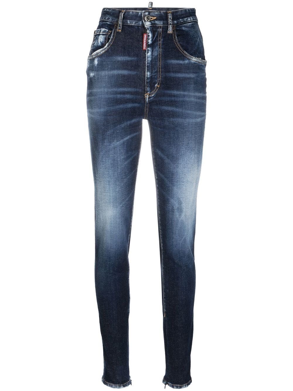 DSQUARED2 BLUE HIGH WAISTED FADED SKINNY JEANS