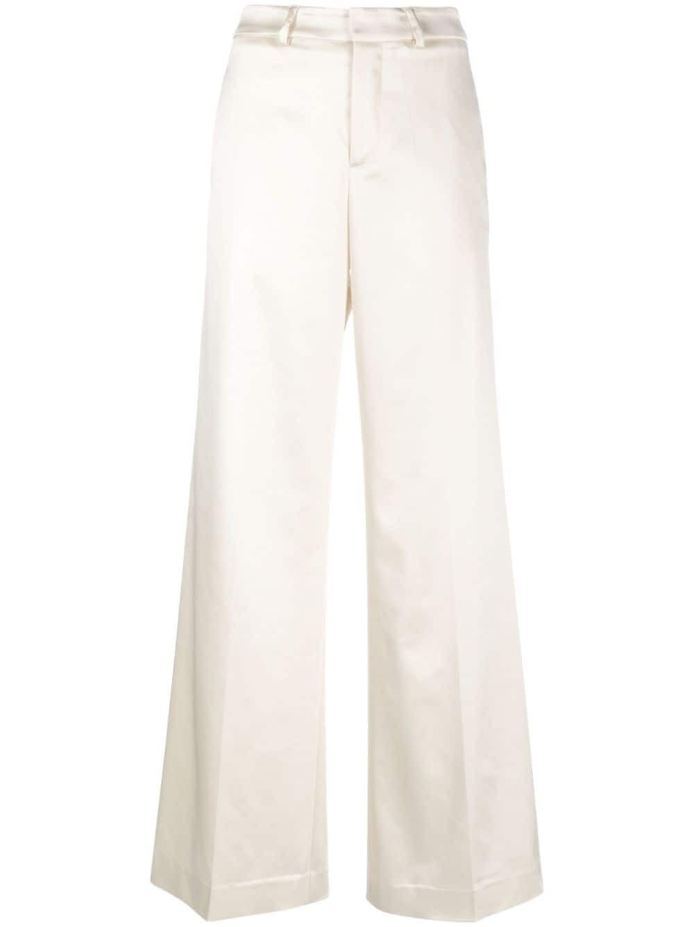 P.A.R.O.S.H MID-RISE SATIN FLARED TROUSERS