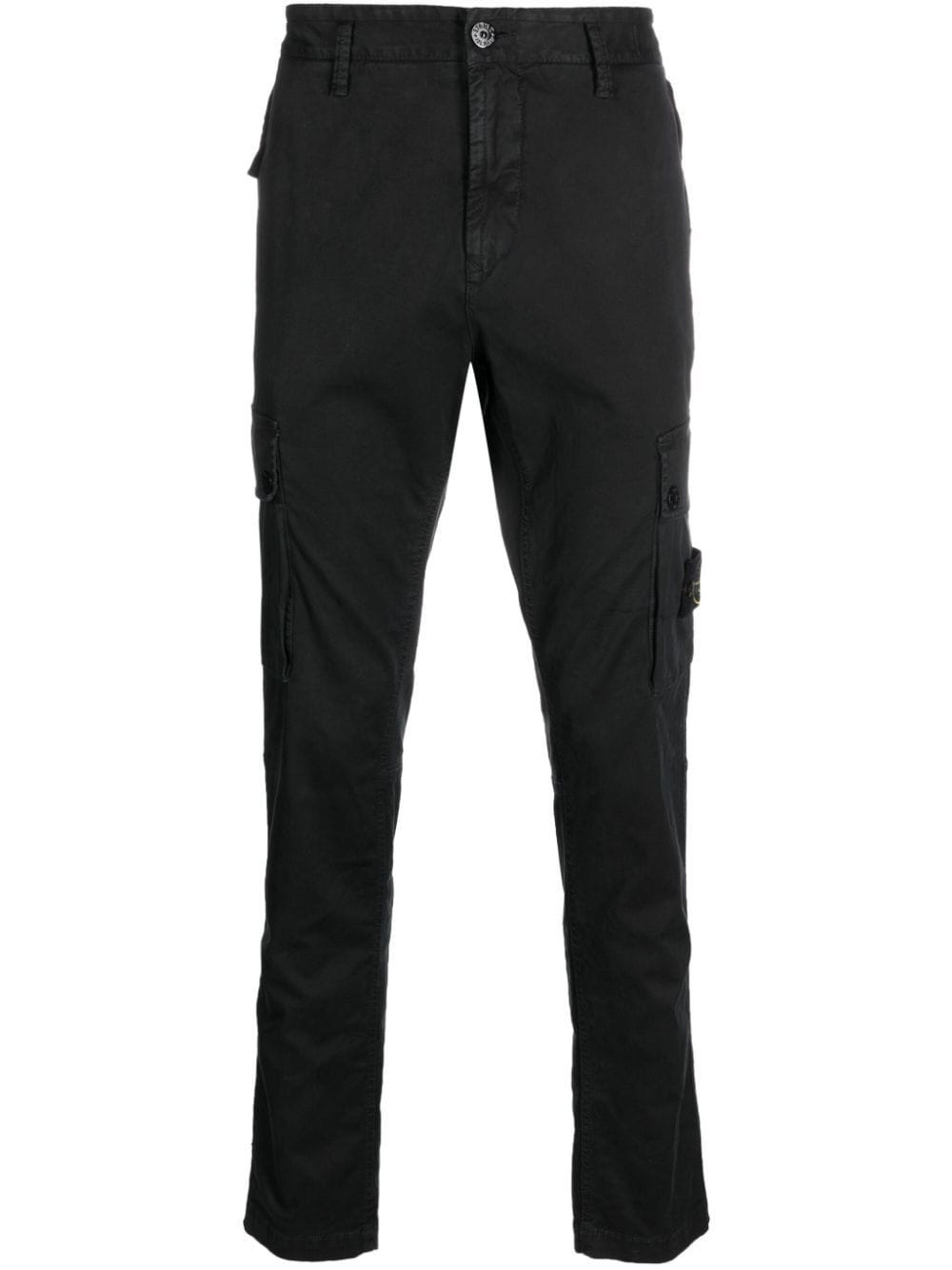 STONE ISLAND COMPASS-MOTIF COTTON TAPERED TROUSERS