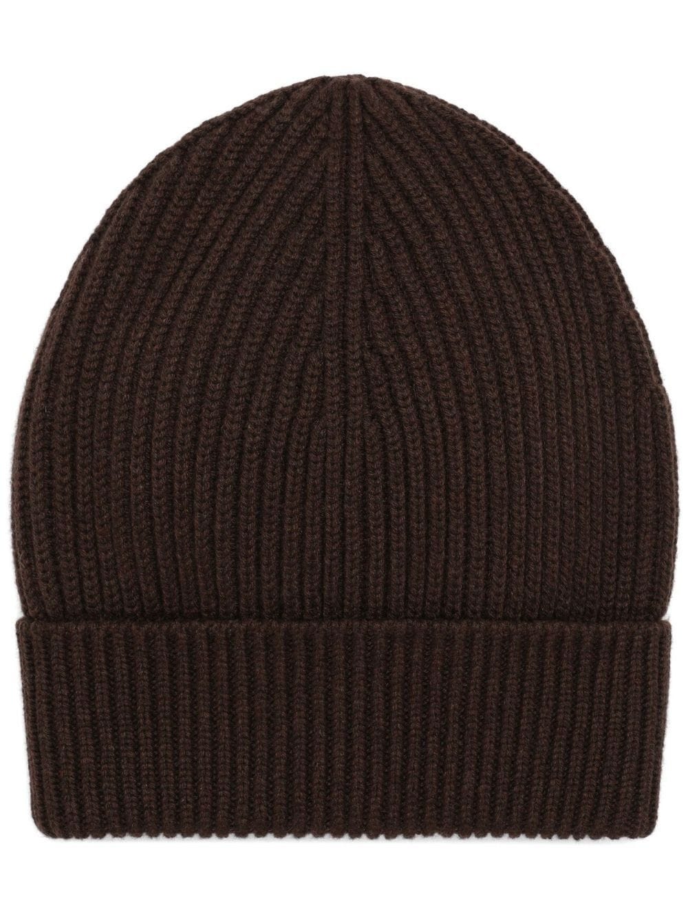 DOLCE & GABBANA BROWN RIBBED CAP WITH LAPEL