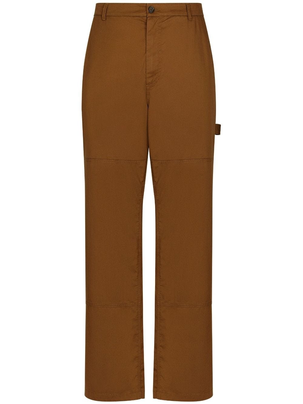 DOLCE & GABBANA STRAIGHT BROWN TROUSERS WITH APPLIQUÉ