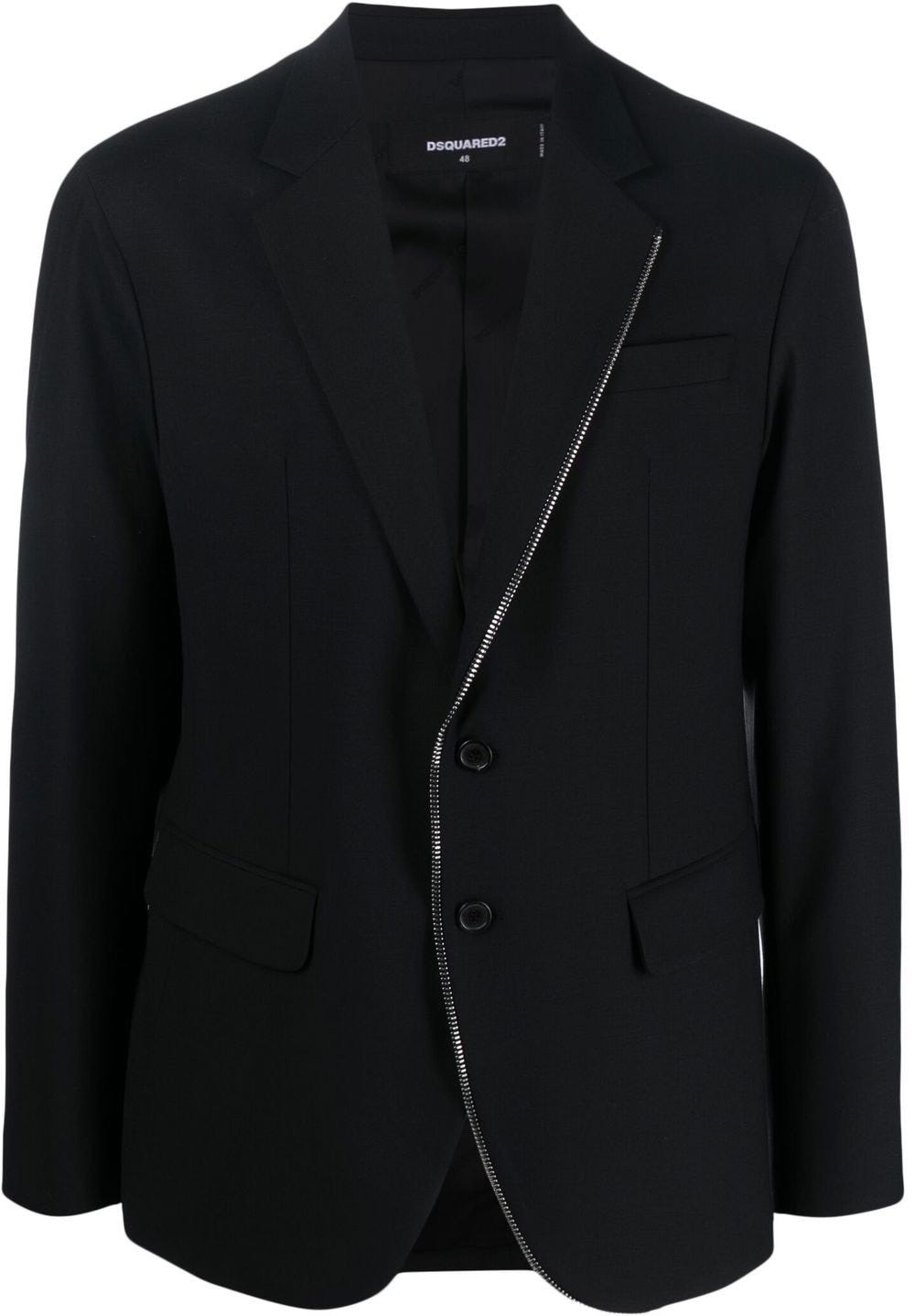 DSQUARED2 BLUE SINGLE-BREASTED BLAZER WITH ZIP DETAIL