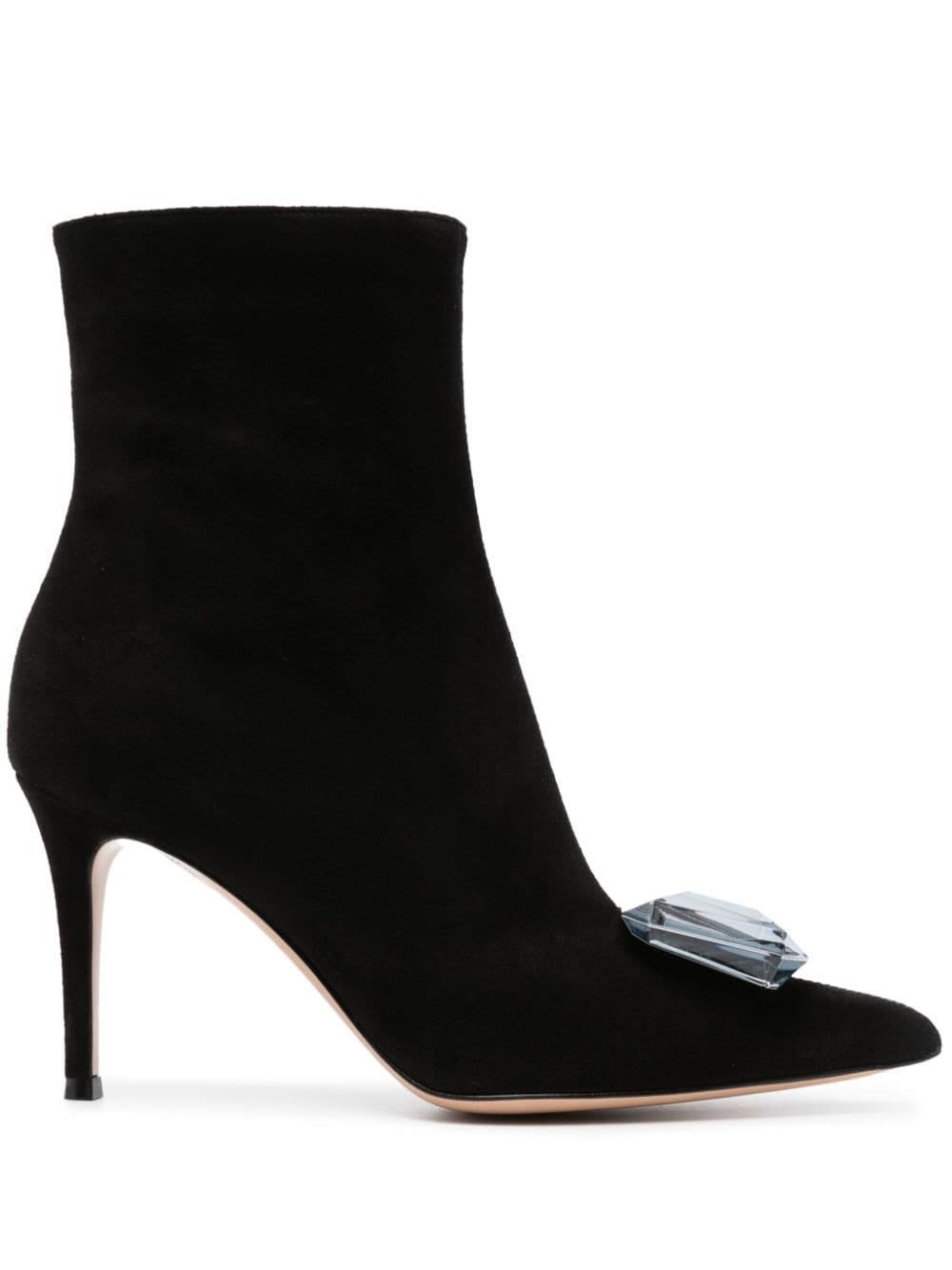 GIANVITO ROSSI JAIPUR BLACK 85MM ANKLE BOOTS
