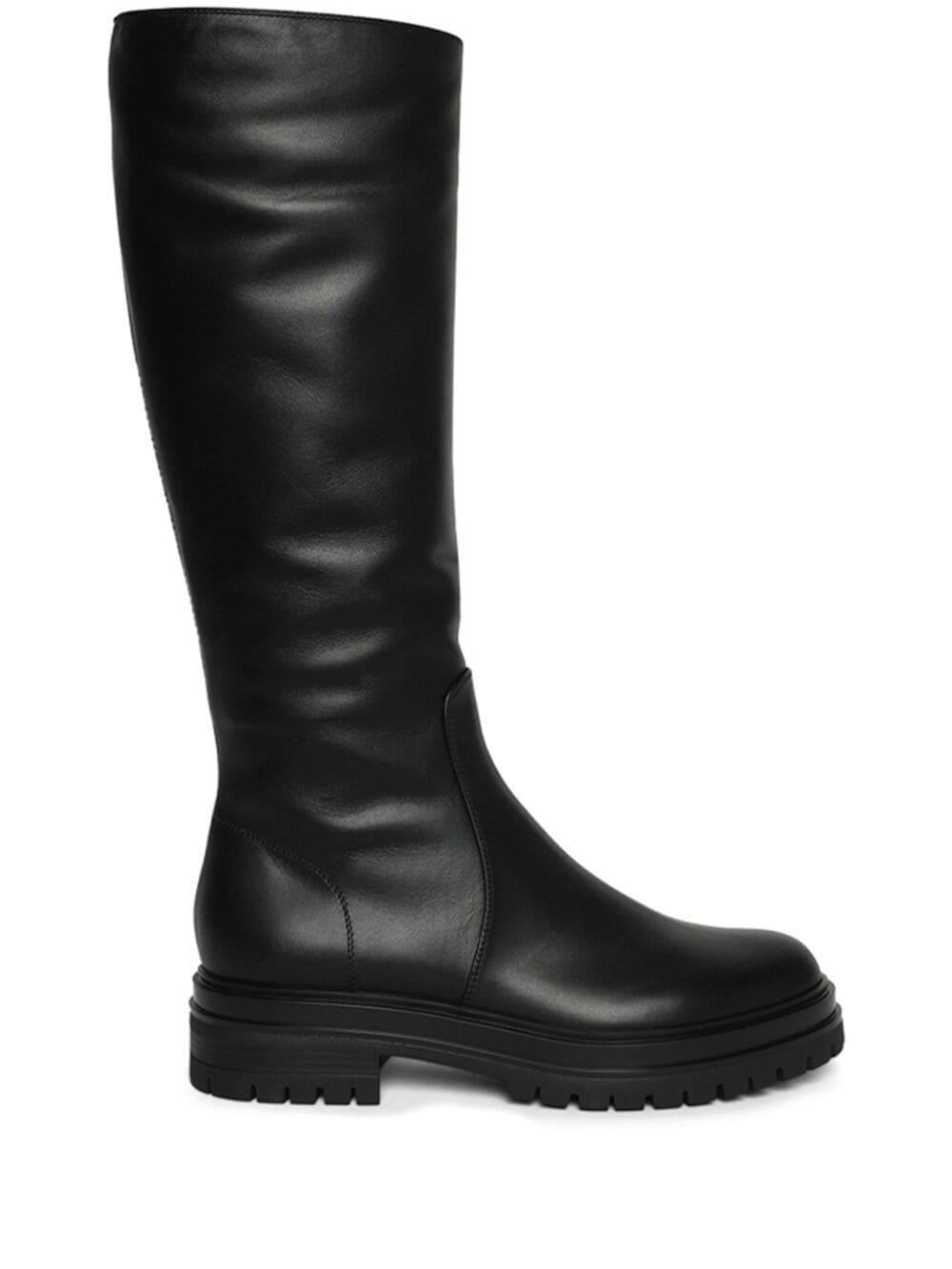 GIANVITO ROSSI BLACK KNEE-HIGH LEATHER BOOTS