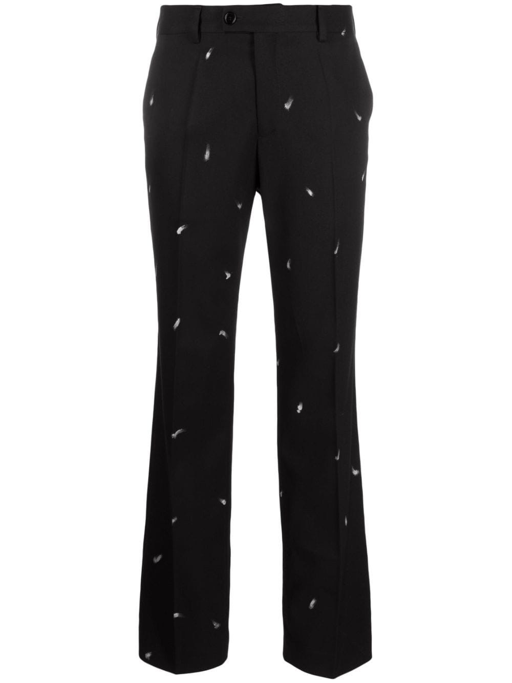 MM6 MAISON MARGIELA BLACK TAILORED TROUSERS WITH PATENT LEATHER EFFECT