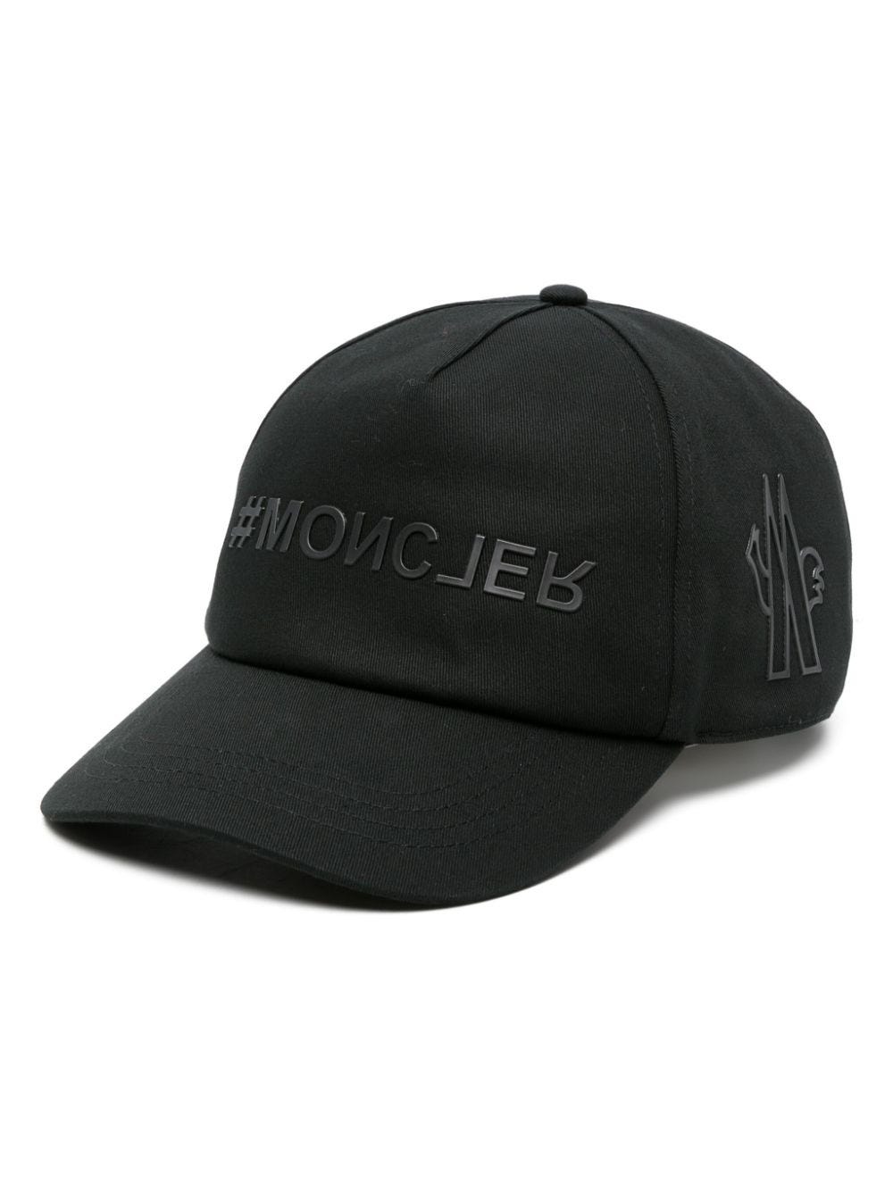 MONCLER BLACK BASEBALL CAP WITH PRINT