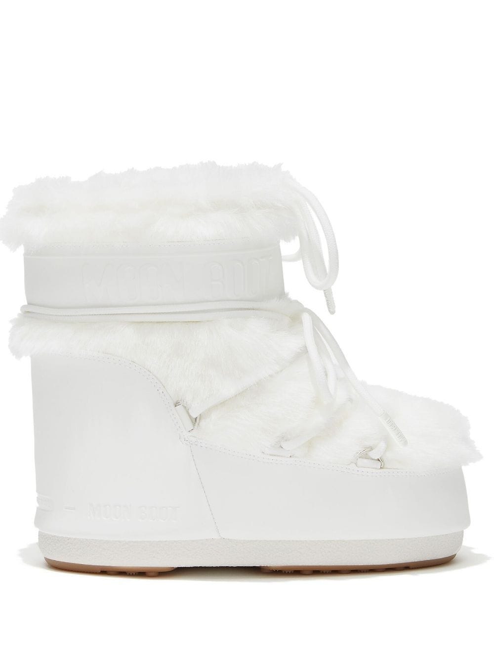 Moon Boot Women's Icon Lace Up Faux Fur Booties In White