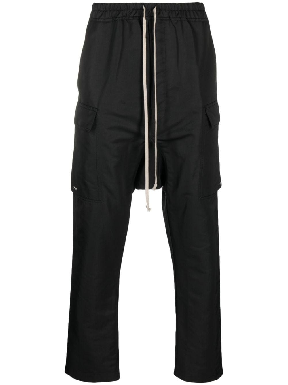 RICK OWENS BLACK STRAIGHT PANTS WITH LOW CROTCH