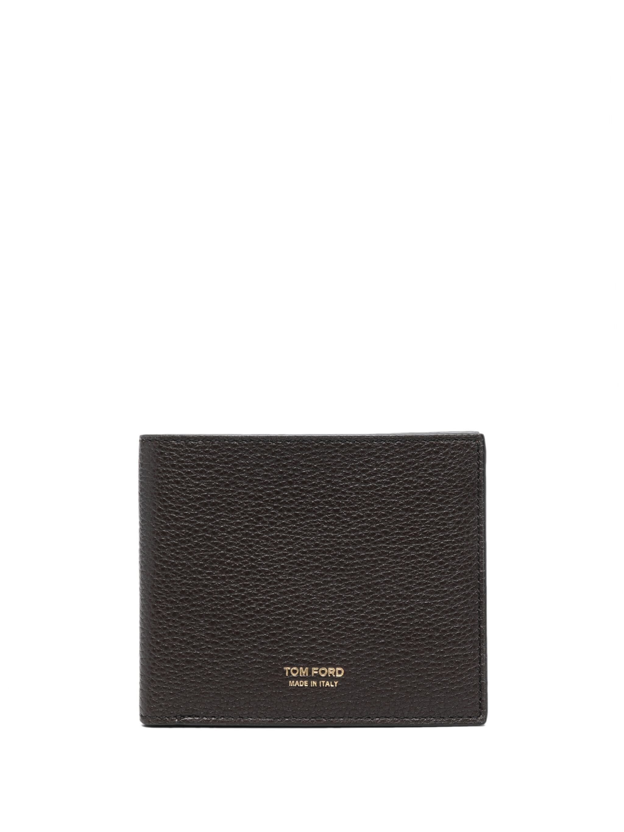 TOM FORD LOGO-LETTERING GRAINED LEATHER WALLET