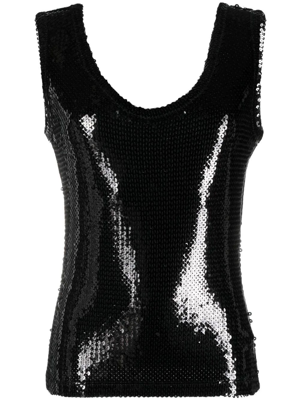 PACO RABANNE BLACK SEQUINED TOP