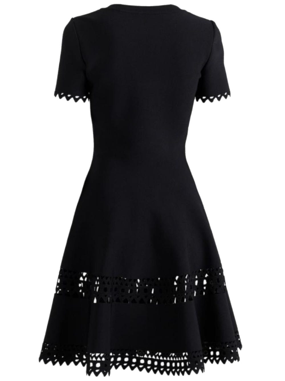 Black flared Dress in openwork stretch knit