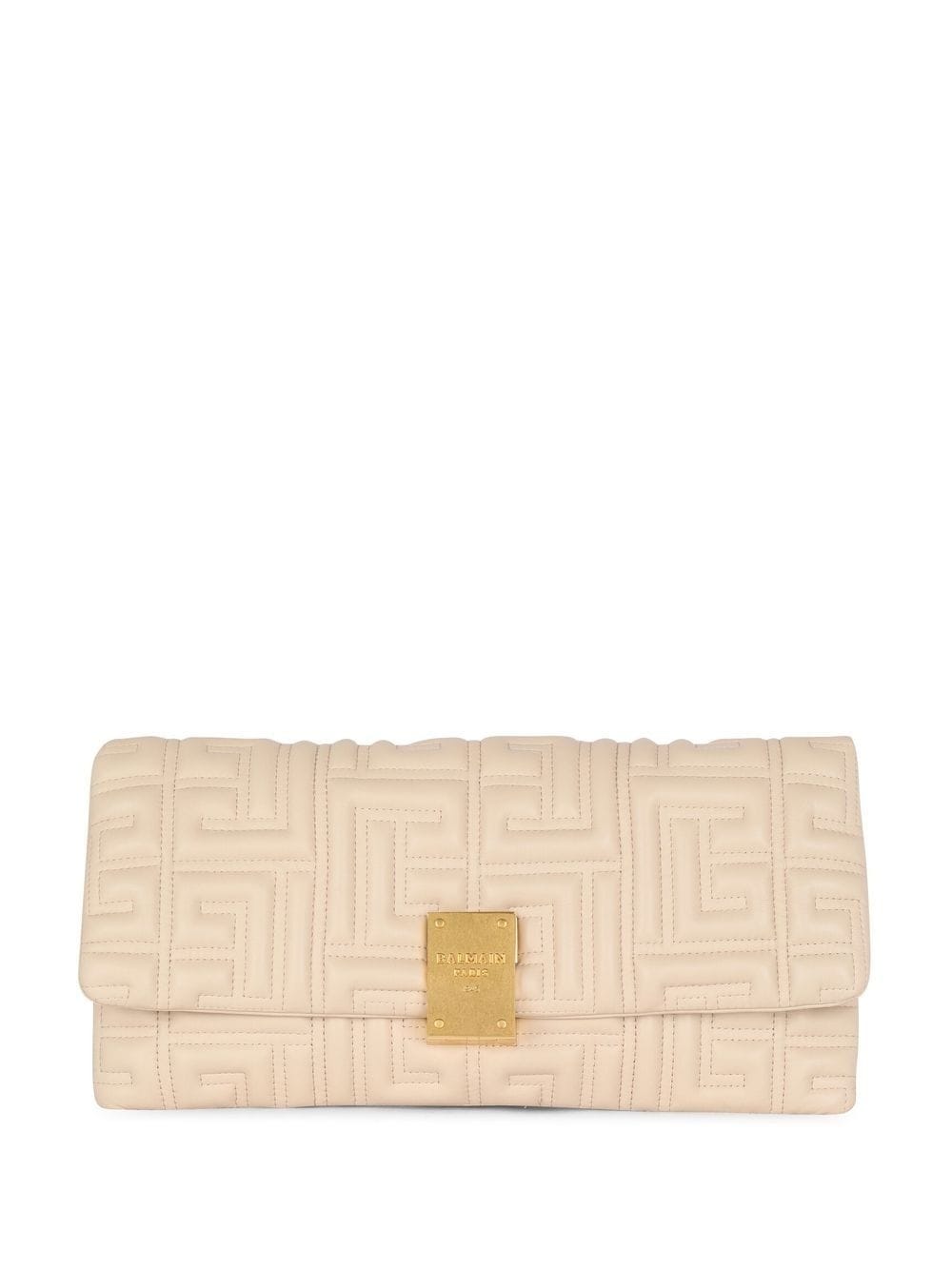 Balmain 1945 Soft Quilted Leather Clutch Bag In Sable Creme (beige)