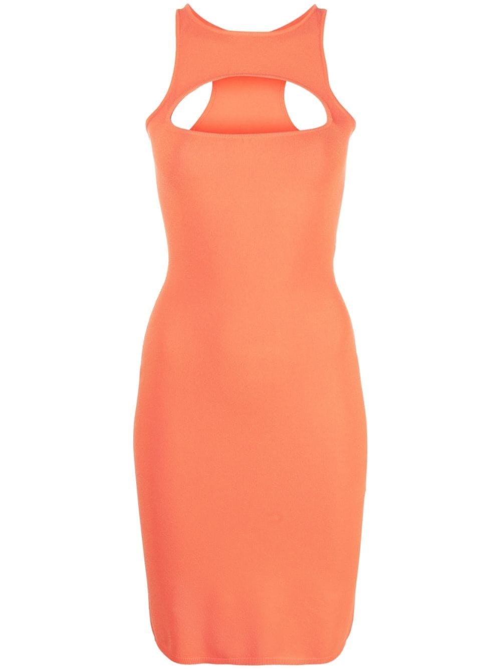 DSQUARED2 SHORT SLEEVELESS ORANGE DRESS WITH CUT-OUT DETAIL