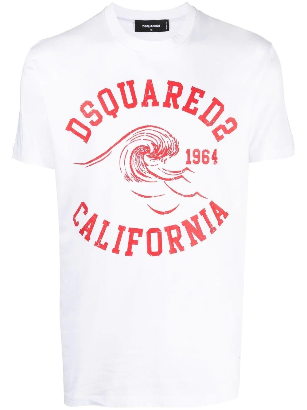 DSQUARED2 WHITE SHORT-SLEEVED T-SHIRT WITH GRAPHIC PRINT