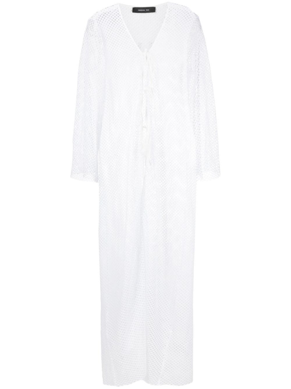 FEDERICA TOSI WHITE LONG DRESS WITH KNOTS