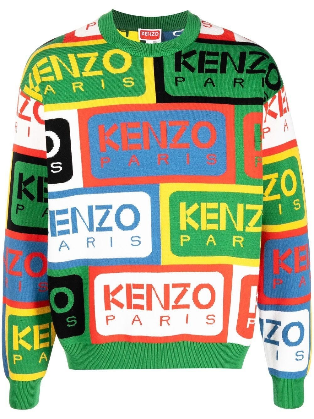 KENZO CREW-NECK SWEATER WITH MULTICOLORED INLAY LOGO 