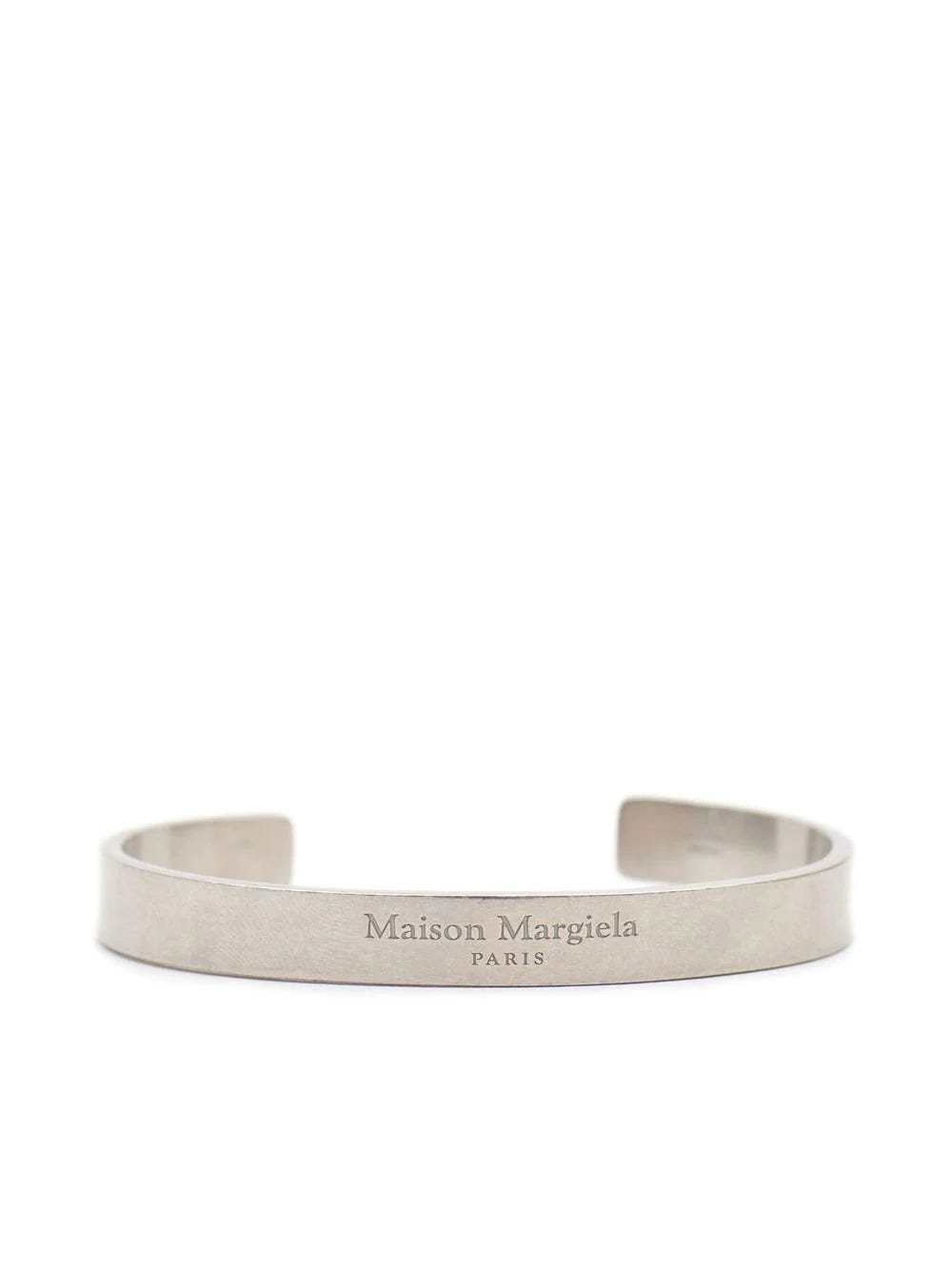 Maison Margiela Silver Engraved Logo Rigid Bracelet | ModeSens