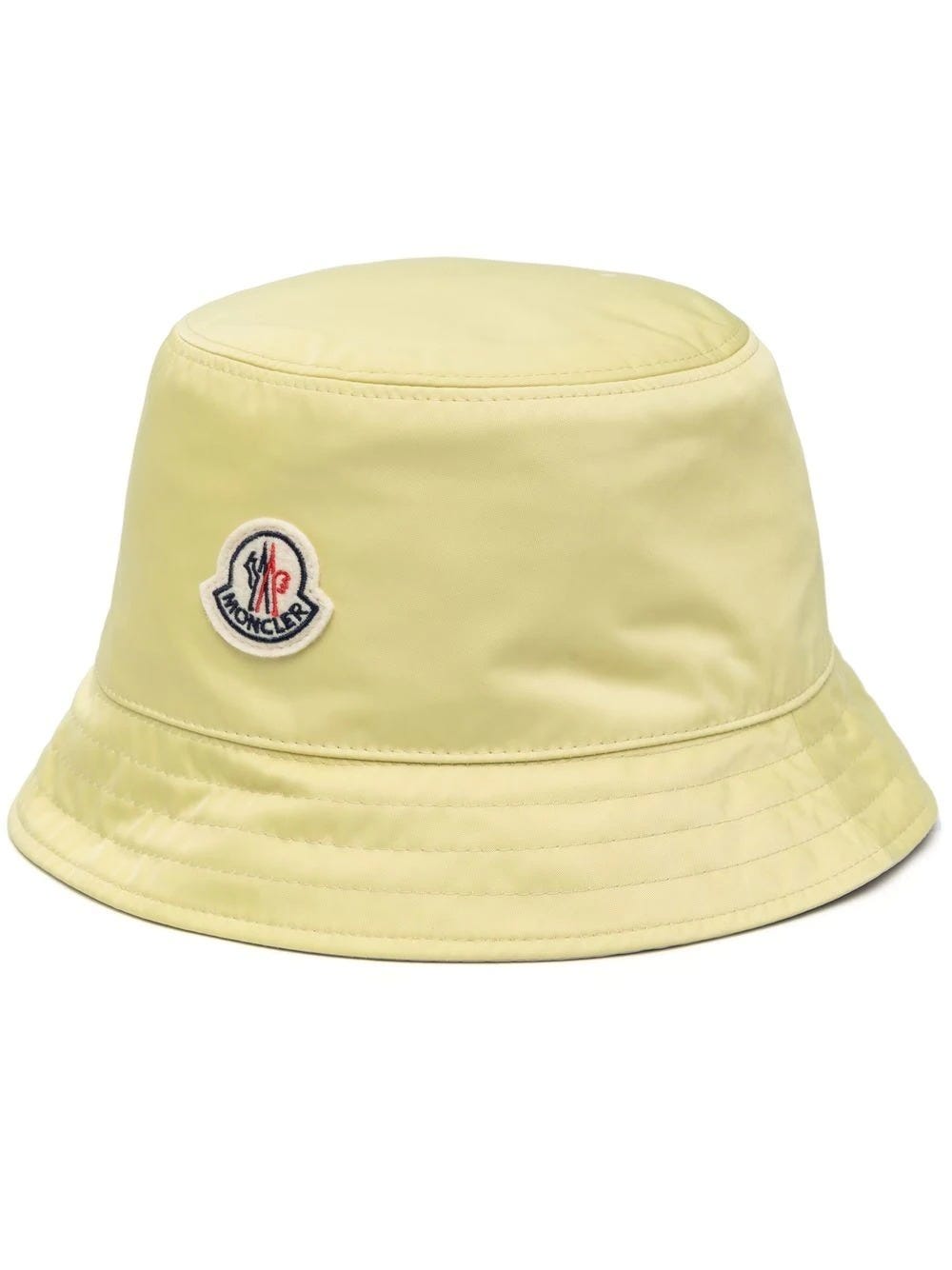 MONCLER YELLOW BUCKET HAT WITH LOGO APPLIQUE