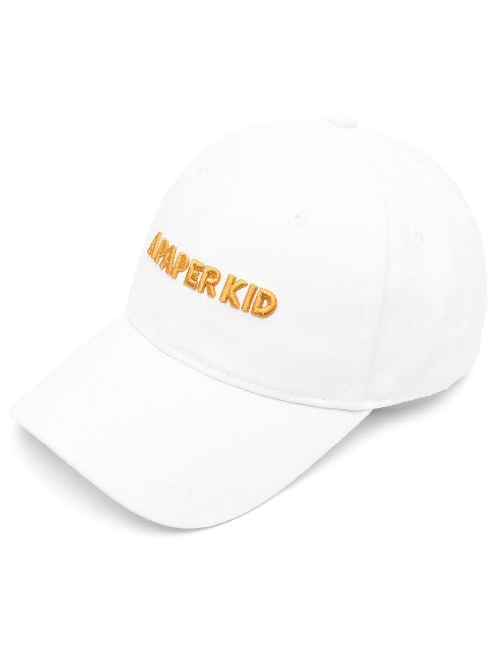 A PAPER KID WHITE BASEBALL CAP WITH EMBROIDERY