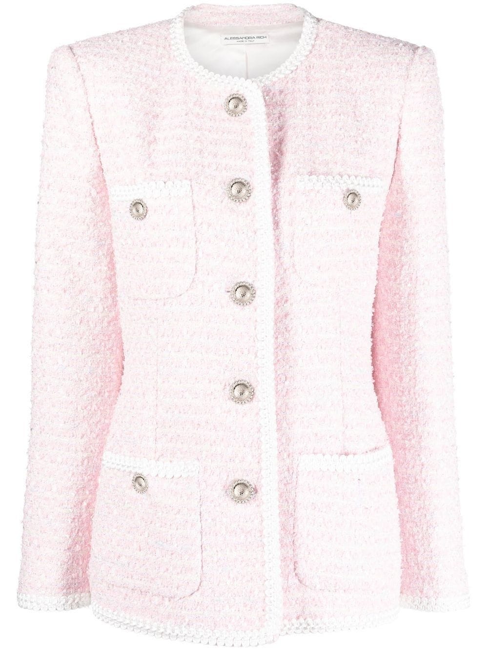 Alessandra Rich Tweed Jacket In Pink