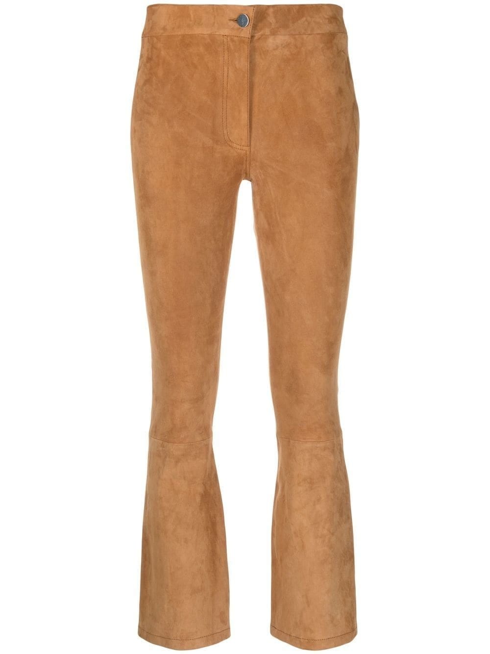 ARMA BROWN SUEDE FLARED CROP TROUSERS