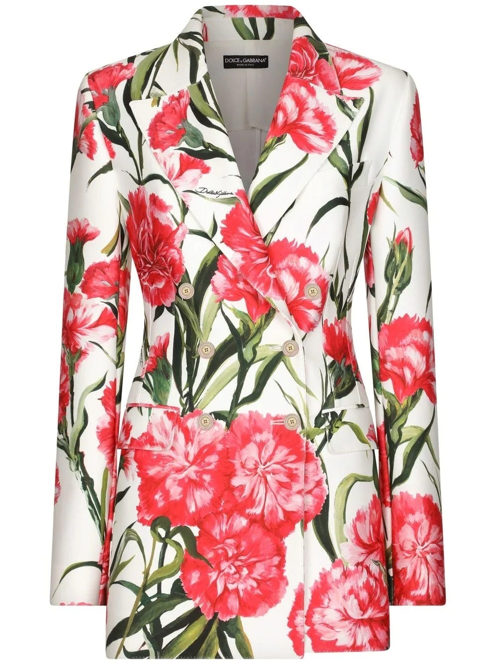 DOLCE & GABBANA DOUBLE-BREASTED BLAZER WITH FLOWER PRINT