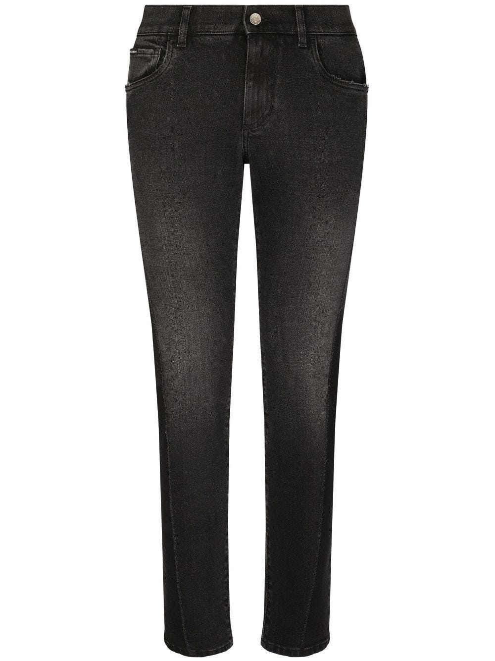 DOLCE & GABBANA BLACK SKINNY JEANS WITH LOGO PLAQUE ON THE BACK