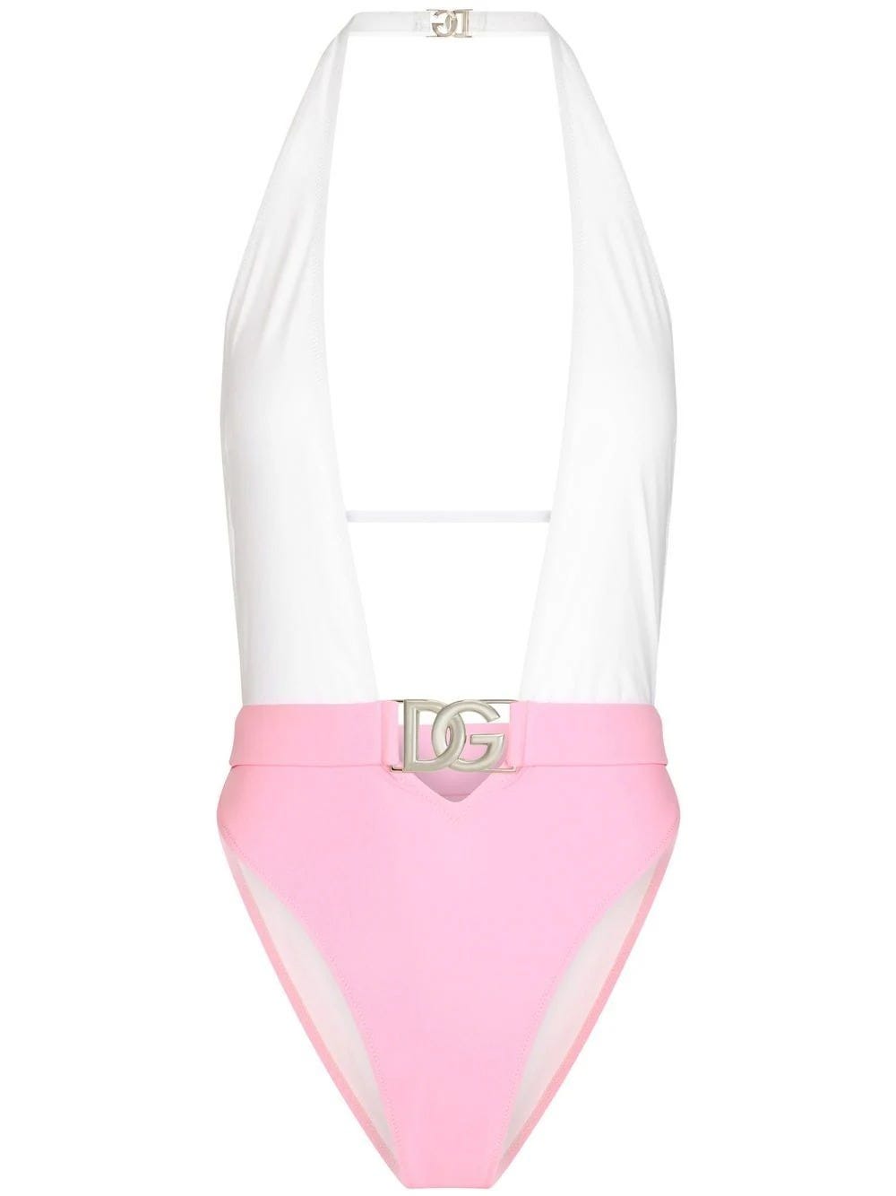 DOLCE & GABBANA ONE-PIECE SWIMMING COSTUME WITH LOGO PLAQUE