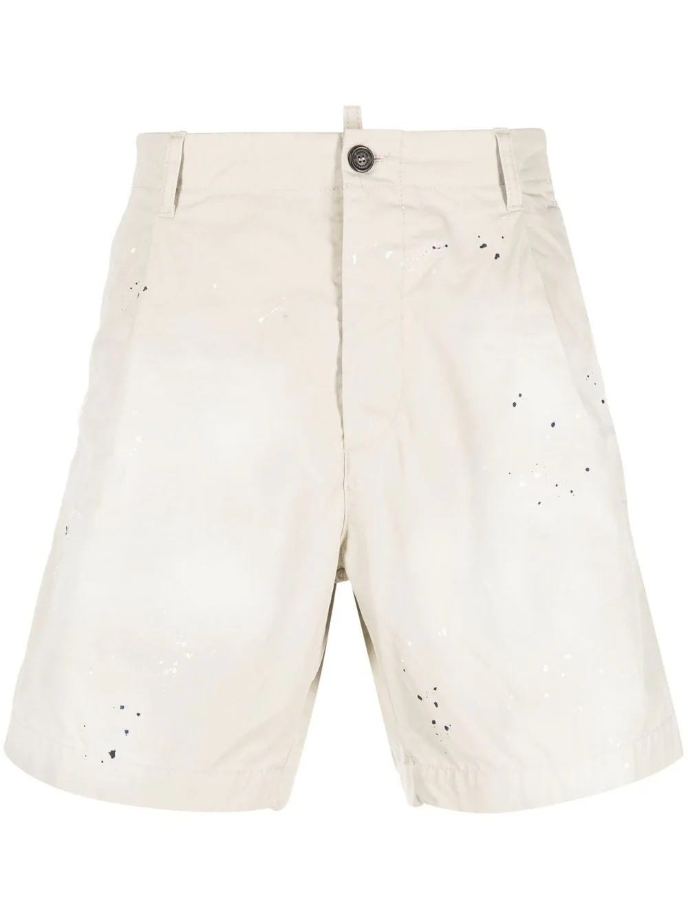 DSQUARED2 BEIGE TAILORED SHORTS WITH PATENT LEATHER PRINT