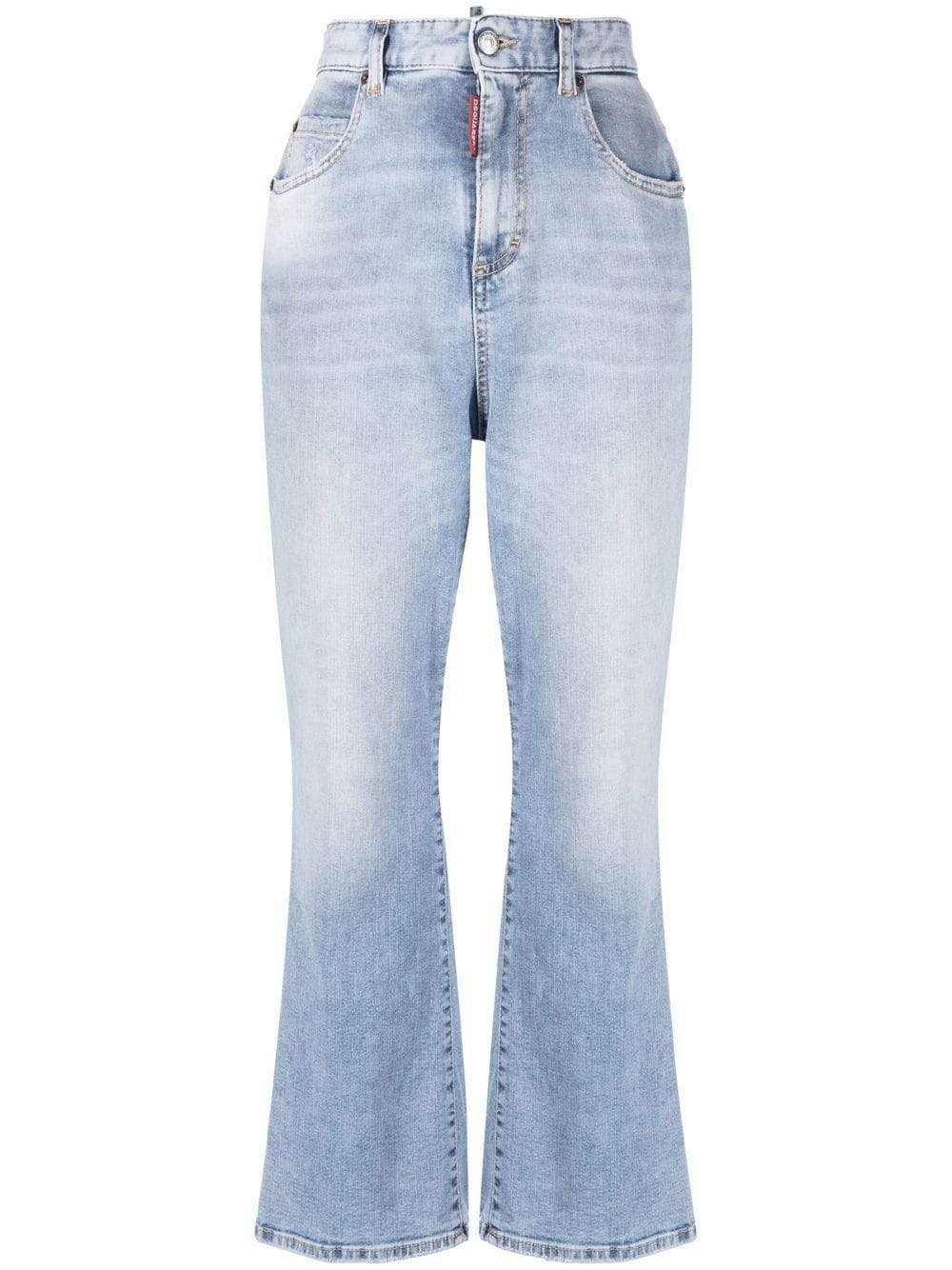DSQUARED2 BLUE CROP FLARED HIGH-WAISTED JEANS