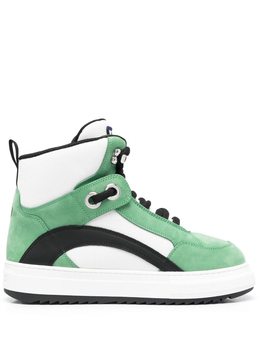 DSQUARED2 GREEN HIGH TOP SNEAKERS WITH SUEDE INSERTS