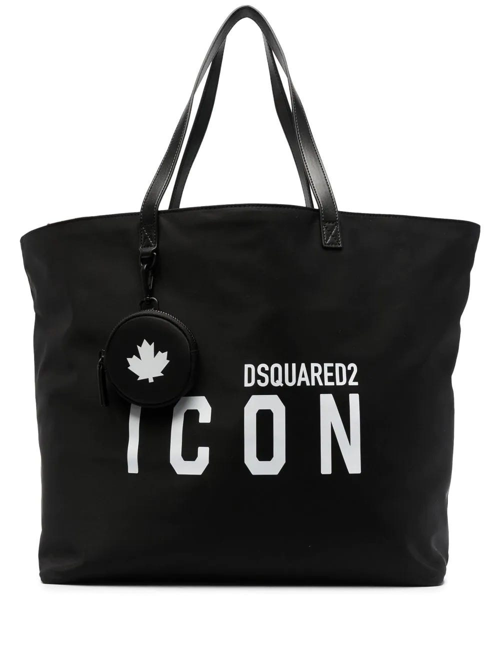 DSQUARED2 BLACK TOTE BAG WITH ICON LOGO PRINT