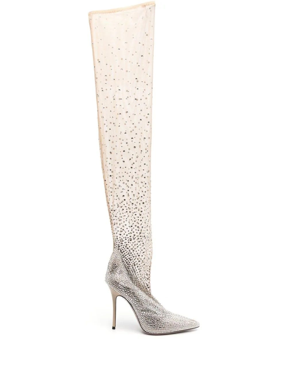 GEDEBE SEMI-TRANSPARENT LOGAN CUISSARD BOOTS EMBELLISHED WITH RHINESTONES