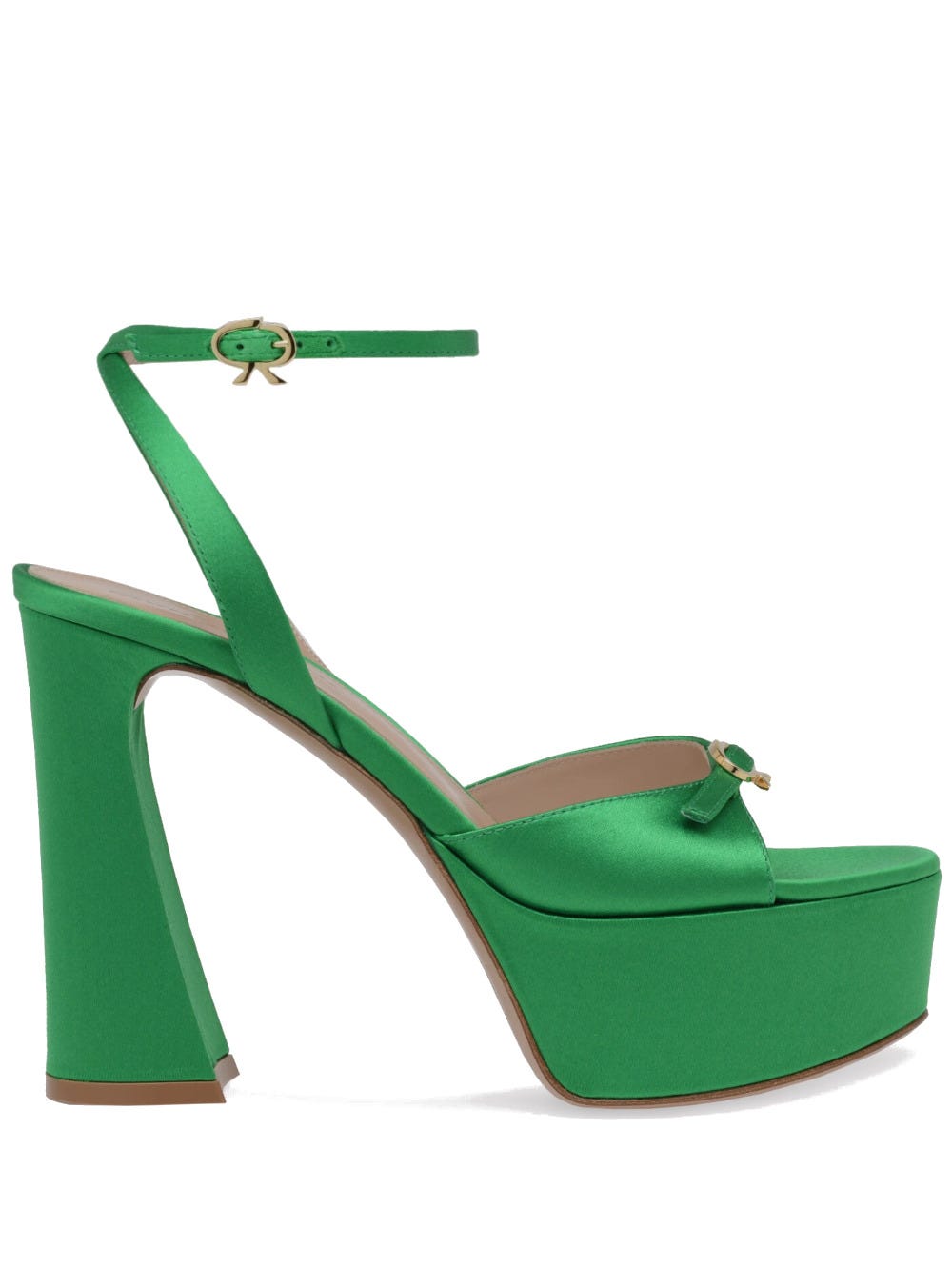 GIANVITO ROSSI MADDY GREEN SANDALS WITH PLATFORM