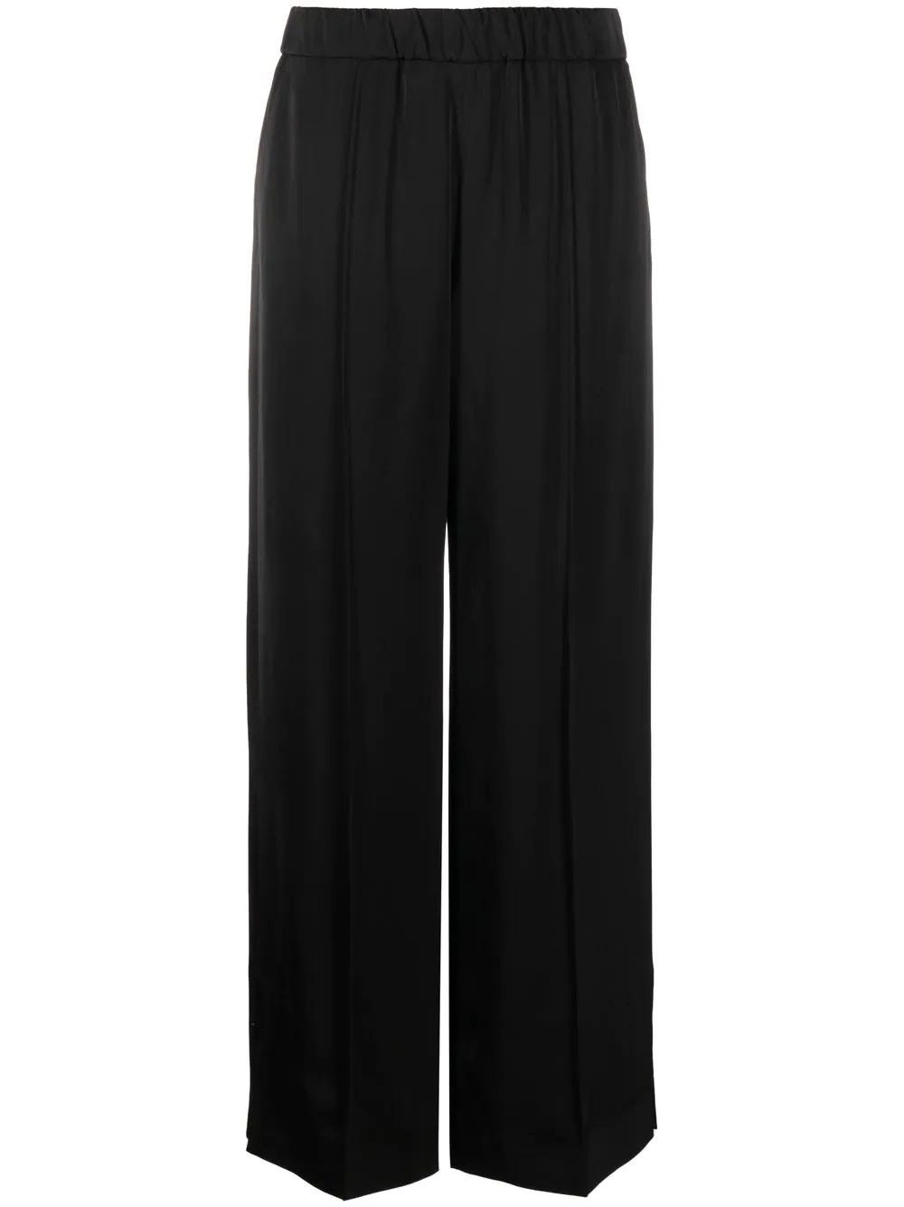 JIL SANDER TAILORED BLACK PALAZZO TROUSERS WITH ELASTICATED WAISTBAND