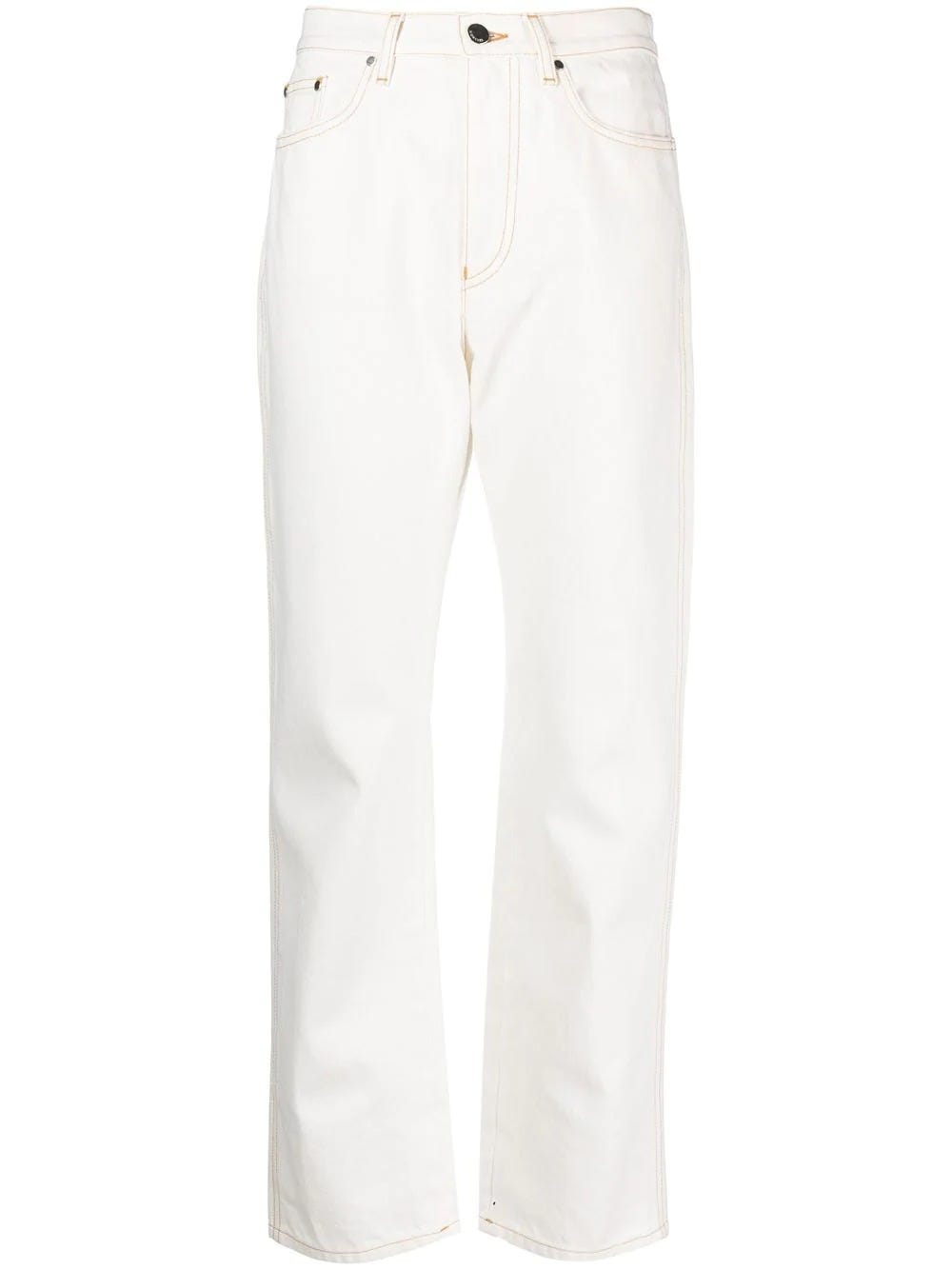 MONCLER HIGH-WAISTED WHITE STRAIGHT JEANS